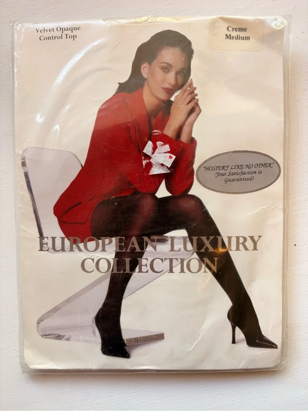 Velvet Opaque Control Top Tights - Creme